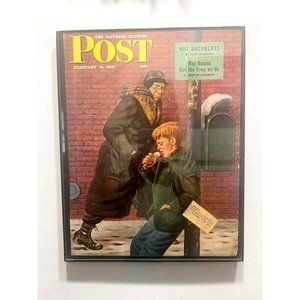 Old Feb 1947 Post Magazine Cover Framed Boy with Ice Cream Cone Theme Winter Ame